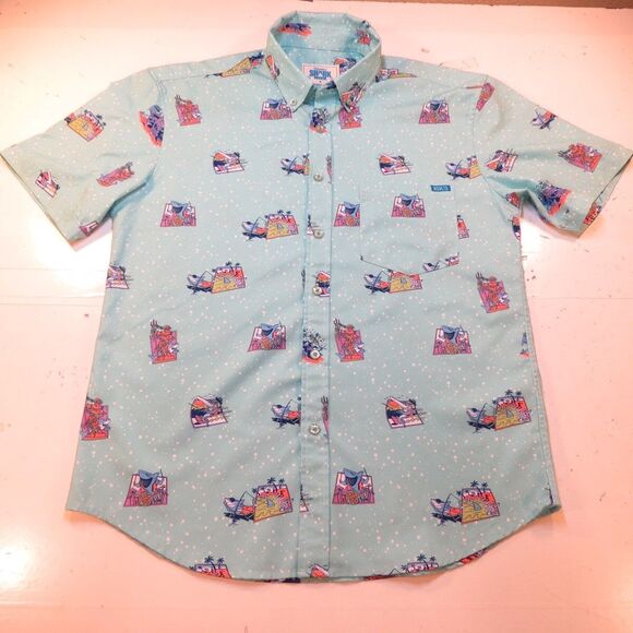 RSVLTS x SHARK WEEK DISCOVERY RETRO BUTTON UP SHIRT Mens M - Picture 2 of 5